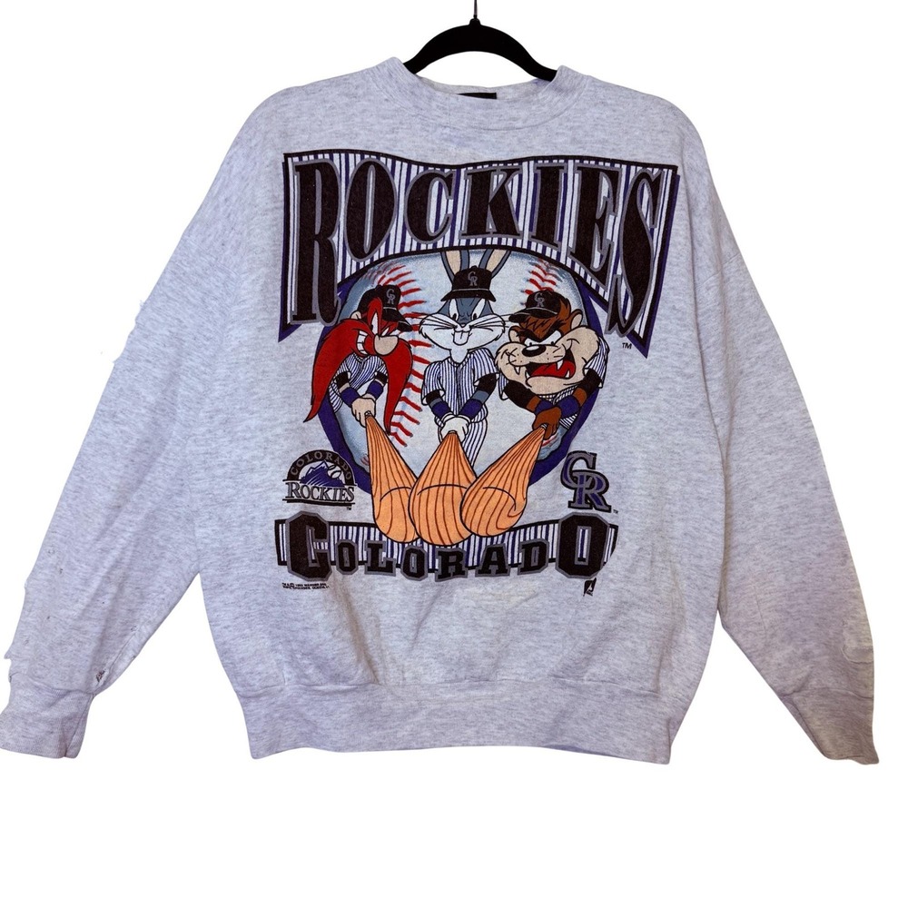 Vintage 90's MLB Colorado Rockies Looney Tunes Taz Crewneck Size XL